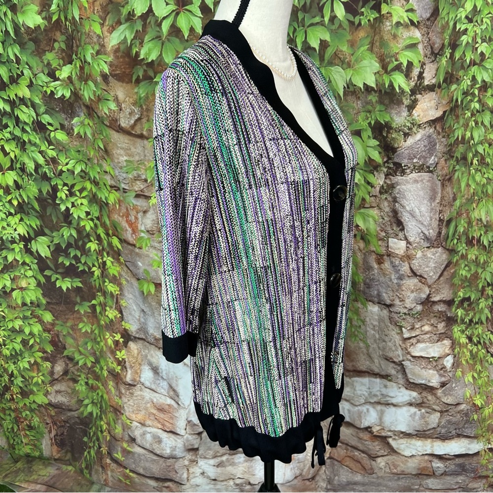 MISOOK Quiet Luxury Multicolor Investment Capsule Black Button-Front Cardigan, S - Picture 10 of 11